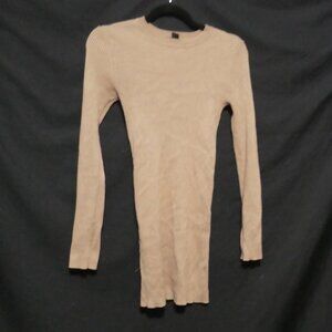 FOREVER 21 | medium | Light Brown Ribbed Long Sleeve Sweater Dress